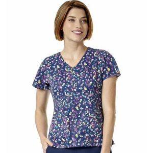 VERA BRADLEY Halo Empire Waist Floral Scrub Top